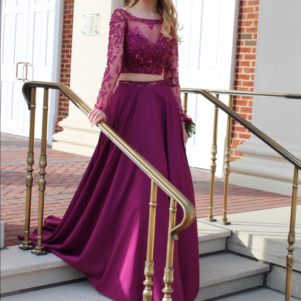 Two-Piece Long-Sleeve Prom Dress SEND AN OFFER